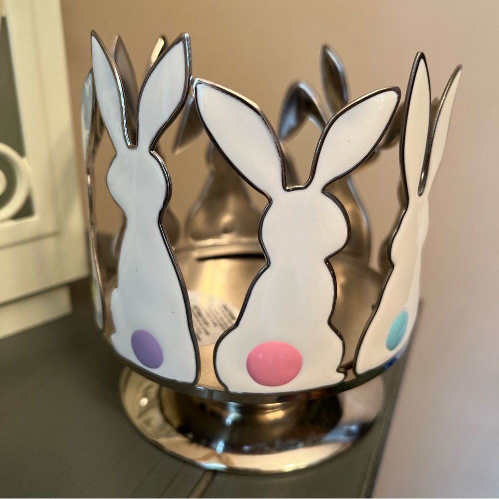 BATH AND BODY WORKS EASTER BUNNY PEDESTAL 3 WICK CANDLE HOLDER